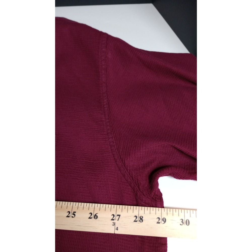 VTG Eddie Bauer Burgundy XXL Waffle Button Shirt L/S 100% Cotton Tall/Ultra Long - Picture 4 of 8